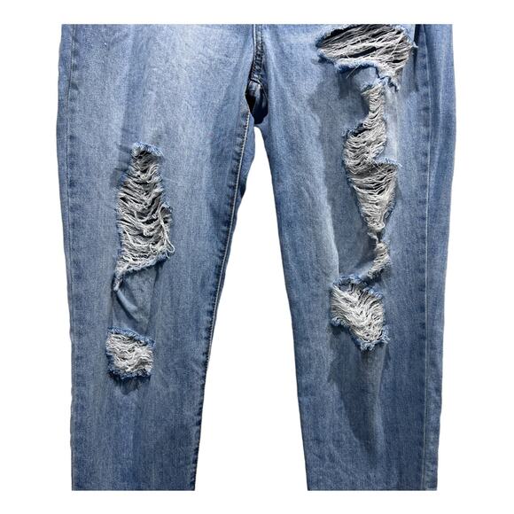 Rewash Jeans Sz 11 High rise Mom 90s Style Cuffed Ripped Light Blue Ankle Crop - Picture 6 of 12